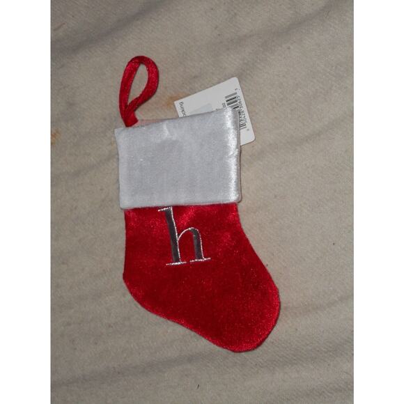Lower Case h Monogram on MINI 8"X6" Red Christmas Stocking by Merry Brite - Picture 1 of 2